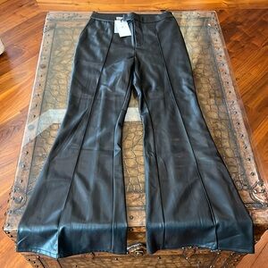 NWT Women 7 For All Mankind Black Vegan Faux Leather Bootcut Pant Medium